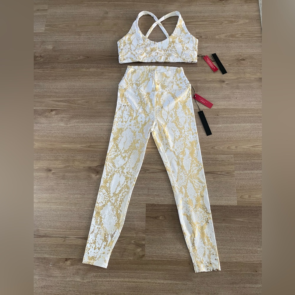 Carbon 38 White And Gold Python Workout Set, Size… - image 3